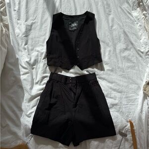 Zara Black Two Piece Vest Set